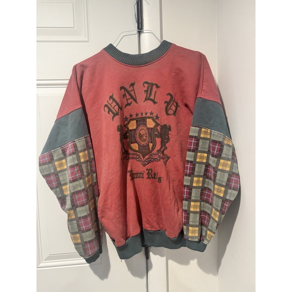 Vintage UNLV Runnin Rebels Patchwork Arms Sweatshirt Women's XL Crest Vegas 1992